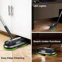 Cordless Electric Mop With Spray & Detachable Water Tank, Lightweight Electric Spin Mop With Headlights For Hardwood Tile Laminate Floors, Long-Lasting Battery, Self-Propelled Floor Cleaner - Dark Grey - 查看 8