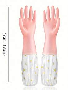 Reusable Thick Waterproof Anti-Slip Rubber Long Sleeve Gloves, Suitable For Dishwashing, Kitchen Cleaning And Pet Care - A - View 2