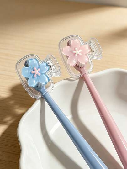 Cherry Blossom Design Portable Toothbrush Cover, Transparent Travel Toothbrush Storage Box, Toothbrush Head Protection Clip, Toothbrush Storage Clip,Toothbrush Protective Cover, Portable Design For Easy Carrying, Dustproof Cover, Gift For Lovers, Friends, Family, Teachers, Travel Enthusiasts, Must-Have For Home, Dorm, Vacation. A Suitable Birthday Gift, Back-To-School Gift, Wedding Accessory, Mother's Day Gift, Easter Gift, And A Must-Have Item For Spring And Summer