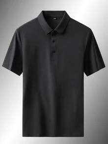 1 chiếc áo polo nam cổ điển mùa hè - tay ngắn có cổ cài nút, phù hợp cho phong cách công sở thường ngày và mặc thể thao hàng ngày - màu đen - Xem 4