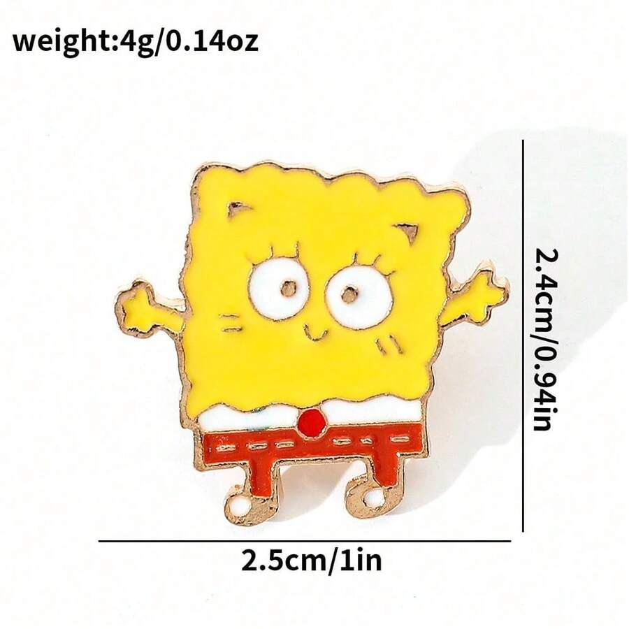 SpongeBob SquarePants Bộ 1/4 ghim cài áo hình nhân vật hoạt hình kinh điển SquarePants, ghim cài áo Sandy Cheeks độc đáo, huy hiệu kim loại tráng men, phụ kiện ba lô, quần áo, quà tặng. - Một kích thước - Xem 1