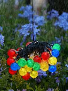 1PC Solar Bubble Ball String Lights 4/5/7m 20/30/50 LED Beads Garden Balcony Atmosphere Light Holiday Decoration Essential Outdoor Waterproof Yard Decor Light 8 Modes Crystal Ball String Easter Spring Christmas Camping Tent Atmosphere Light - 彩色 - 查看 8