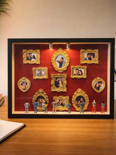 1件套胡桃木色3D相框，DIY迷你相框，独特地保存您的珍贵回忆，可定制照片展示架和微型人偶，为照片、标本、手工艺品打造个性化装饰纪念品