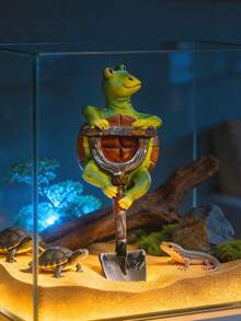 1pc Frog Figurine With Shovel, Cute Garden Statue For Outdoor Patio, Yard, Lawn, Pond, Aquarium, Micro Landscape, Desk Decor, Waterproof Animal Sculpture, Whimsical Garden Ornament, Home & Garden Accent, Perfect For Bonsai, Terrarium, Tabletop Display - Multicolor - View 7