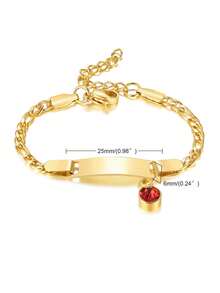 Customized 18K Gold Bracelet, Engraved ID Bracelet, Customized Birthstone & Name Bracelet, Suitable For Women, Girls, Boys - Style 16 - View 5