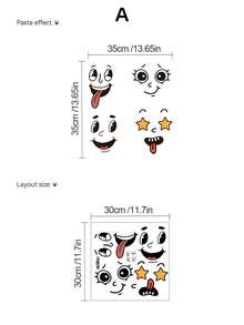 1pc Funny Trash Can Sticker, Cartoon Expression, Tongue Out / Star Eyes / Winking Funny Shapes, DIY Modification, No Residue, Self-Adhesive Waterproof, Trash Can / Refrigerator / Cabinet Door Decoration. Creative Home Modification Sticker, Multi-Scene Home Decor Sticker. - Trash Can Stickers - View 6