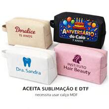 Kit 5 Plain Toiletry Bags Without Print To Personalize Gift - Dark Green - View 4