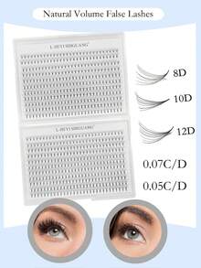 每盒660支，8D/10D/12D，C/D卷度，数量充足，尖头底座，厚度0.05mm/0.07mm，8-15mm/混合长度，纤细尖头预制睫毛簇，自然轻盈，超柔软，适合日常、派对、音乐节等场合。 - 查看 2