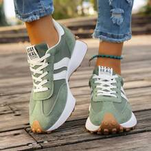 Women's Comfortable Lace-Up Sneakers - Lightweight And Versatile Casual Shoes With Non-Slip Rubber Soles, Suitable For All Seasons - 綠色 - 查看 3