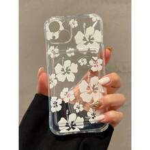 Phone Case - 1pc  White Floral Card Holder Soft Phone Case Compatible with iPhone 17/16/15/14/13/12/11/X/XS/XS MAX/ProMax/Air/Plus - Transparent - Übersicht 3