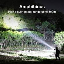 30000流明专业潜水手电筒，铝合金材质，IPX8级防水，超亮水下50米照明。 - 黑色 - 查看 7