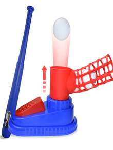 Kids Fun Baseball Launcher Toy Set, Retractable Baseball Bat, Foot-Operated Semi-Automatic Baseball Launcher, Interactive Indoor/Outdoor Baseball Training Equipment, Birthday Gift For Boys And Girls 3+ Years Old - 彩色 - 查看 11