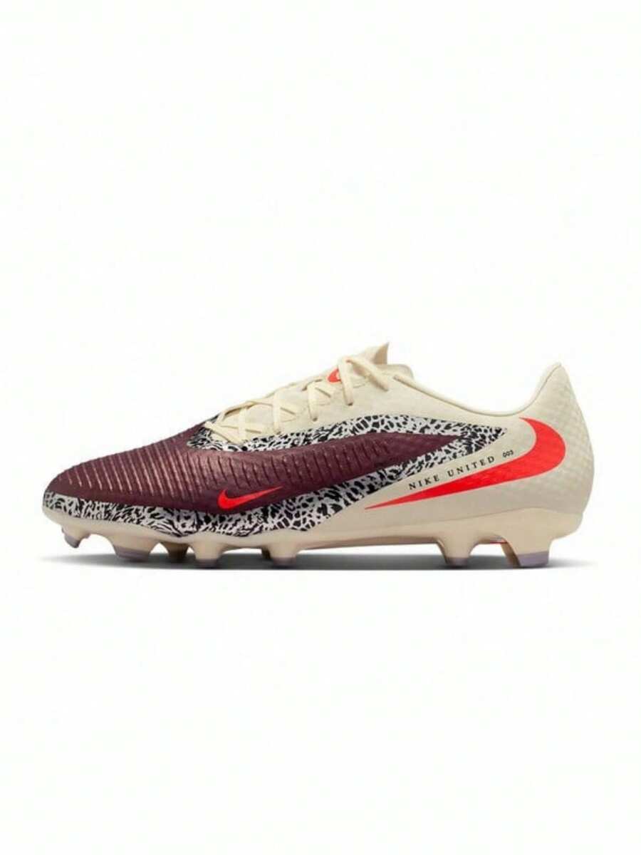 Nike 男子PHANTOM 6 ACAD FG/MG NU3運動訓練足球鞋 - 米色/酒紅色 - 查看 1