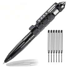 Tungsten Steel Tactical Window Breaker Pen, Multi-Functional Self-Defense Pen, Extra Hard Tip, Ballpoint Pen, Refillable - Black - View 6