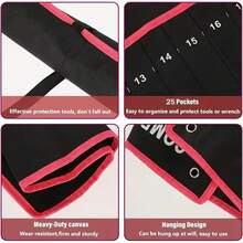 1pc Fabric Tool Roll-Up Organizer Bag, Wrench Storage Pouch With 14 Pockets, Durable Tool Roll, Suitable For Wrenches, Durable Materials, Garage/Basement Tool Storage, Portable Handle And Heavy-Duty Hanging Function, Designed For Craftsmen (Tools Not Included) - 1 Item - View 6