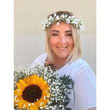 QY- Bridal Flower Crown Women Rose Floral Headband Maternity Photo Prop Baby Shower Leaf Hair Wreath B-White -3788 - Trắng - Xem 6