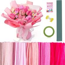 472 Pipe Cleaners Flowers Set, Mixed Colors Chenille Stems Bulk With Floral Wires, Gardening Tape, Stamen,Tutorial Card For DIY Flower Making Kit, Gift Idea For Mother's Day(Pink, Green, Yellow) - Multicolor - View 12