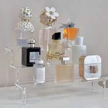 1pc Acrylic Ladder Display Stand, 3-Tier Trapezoidal Display Stand, Home Storage Display Stand Jewelry Cosmetics Display Stand, Multi-Layer Organizer Transparent Display Stand Cake Stand Perfume Rack - Multicolor - View 2