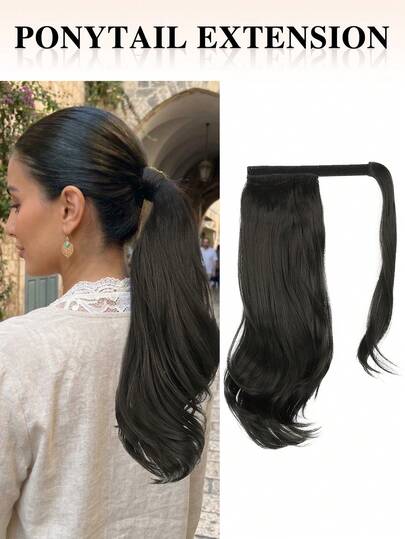 nimoki 16 Inch Ponytail Hair Extension Wrap Around Clip In Ponytail Hair Extensions Heat Resistant Synthetic Fashion Hairstyles For Women's To Wear At Everyday Parties And Music Festivals