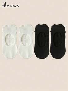 2/4/8 Pairs Women's Socks, Solid Color Assorted, Mesh Backless Non-Slip Dotted Sports Ankle Socks, Suitable For Pilates, Yoga, Indoor Sports, Birthday/Holiday Gifts - Multicolor - View 12