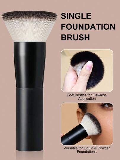  YZIMENG 1pc Professional Foundation Brush, Soft & Elastic Makeup Brush, Suitable For Liquid Cream And Powder Perfect Base Makeup Brush, No Streaks, Won't Waste Cosmetics. Travel-Friendly Single Foundation Brush, Soft Synthetic Bristles, For Daily Makeup, Precisely Cut Foundation Brush, Polishing And Blending Face Brush, Suitable For All Skin Types, Airbrush Makeup Effect, More Artistic.