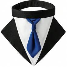 Elegante traje de estilo británico para mascotas, babero con , pañuelo elegante para bodas y baba - Azul - Ver 8