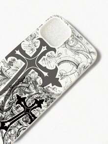 1 pieza Funda de teléfono transparente con brillo y diseño de cruz de estilo gótico, para Halloween,fundas para iPhone 11,12,13,14,15,16,17 / pro max - Estilo (1 pieza) - Ver 3