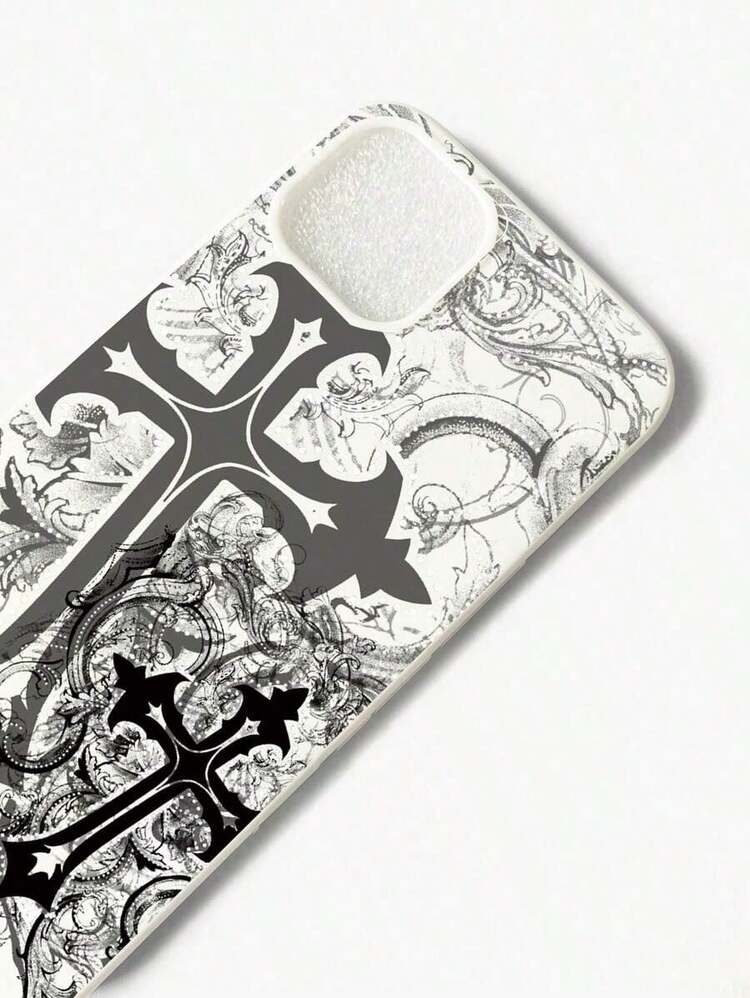 1 pieza Funda de teléfono transparente con brillo y diseño de cruz de estilo gótico, para Halloween,fundas para iPhone 11,12,13,14,15,16,17 / pro max - Estilo (1 pieza) - Añade 3
