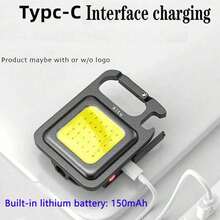 1pc Rechargeable Flashlight Keychain Light, Portable Outdoor Work Lamp With Foldable Stand, Bottle Opener And Base, Suitable For Camping, Hunting, Walking, Household, USB Powered, Aluminum Alloy Material (Durable And Wear-Resistant) - Black - View 11