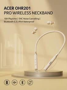 Acer Neckband Bluetooth Earphones | Bluetooth 5.3 High-Quality Audio, Extra-Long Battery Life + Noise Cancelling, Compatible With Various Smartphones - View 3