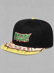 可调节硬顶棒球帽，饰有披萨刺绣，男女通用，帽檐上独特的披萨咬痕设计，夏季沙滩必备 - 彩色 - 查看 11