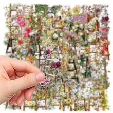 50pcs Flower Stair Stickers Decorative DIY Notebook Planner Tablet Luggage Computer Holiday Graffiti Stickers Self-Adhesive Sealing Stickers, Holiday Gift - View 9