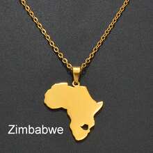 1Pc 3CM Stainless Steel Jewelry Nigeria Ghana Morocco Cameroon Map Pendant Necklaces - Yellow Gold - View 7