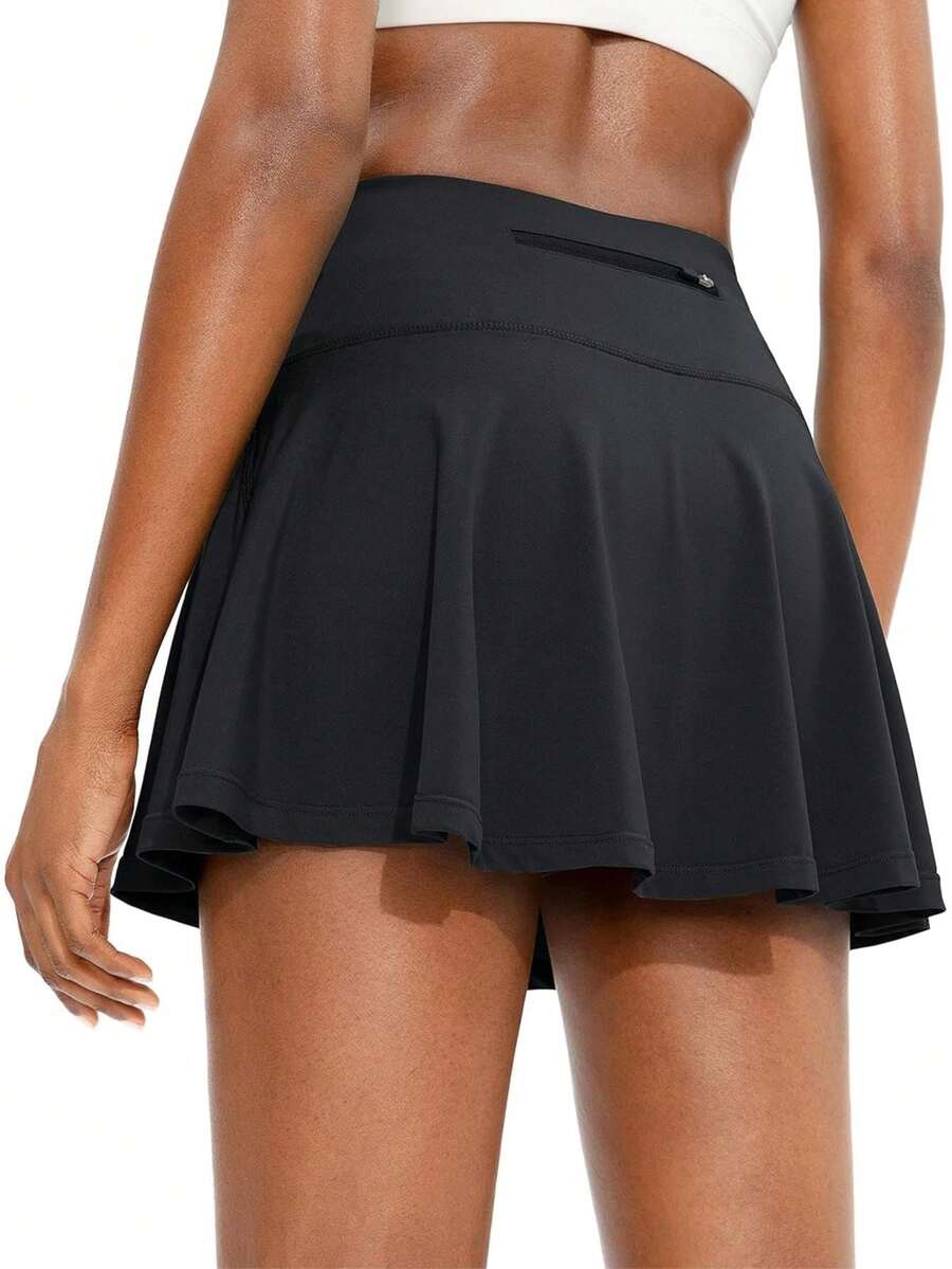 Pleated Tennis Skirt For Women With 4 Pockets Women's High Waisted Athletic Golf Skorts Skirts For Running Casual, Lightweight Athletic Golf Skorts Skirts - màu đen - Xem 1