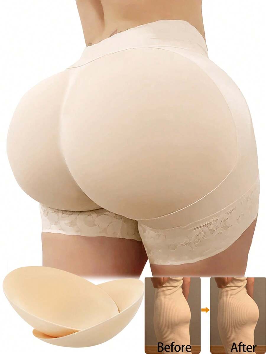 Women's Padded Butt Lifter Panties Tummy Control Shapewear Boyshorts Hip Pads Enhancer Shorts Lace Underwear Slimming Body Shaper Push Up Bottoms - 米色 - 查看 1