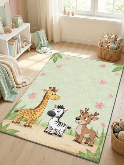 Cartoon Animal Zoo Carpet, Cute & Playful Style, Adorable Decorative Floor Mat, Playroom Rug, Decorative Carpet, Bedroom Decor, Living Room Carpet, Home Decor, Carpet, Home Decoration, Outdoor Rug, Washable Carpet, Graduation Gift