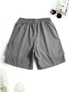 Quần short Cargo màu trơn thường ngày dành cho nam - Màu xám đen - Xem 3