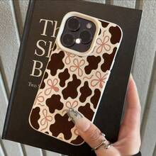 Cow Pattern 1pc TPU Material Elegant Brown Cow Print Bow Tie Full Print Phone Case Suitable For IPhone 17 Pro Max/17/16 Pro Max/15/13/12/11, S20 FE/A15/S24/A55, Note 11/Note 12/Note 13 Pro, Shock-Proof Soft Protective Cover - White - View 2