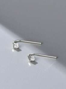 Khuyên rốn hình vuông bằng bạc Sterling 925 đính đá Cubic Zirconia, trang sức rốn thanh lịch, độc đáo và tinh tế dành cho nữ. - đơn - Xem 3