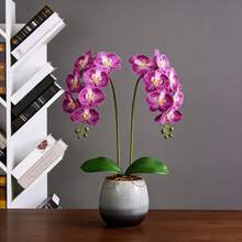 JHSHUDSE 2 pezzi Orchidee viola vivaci artificiali - Disegno realistico a farfalla, adatte per decorazioni primaverili, decorazioni per la casa, San Valentino, uso interno/esterno, centrotavola per la sala da pranzo, decorazioni per le vacanze, decorazioni per matrimoni e varie celebrazioni, durevoli | Aspetto floreale realistico | Orchidea in plastica - 2 viola - Visualizzare 2