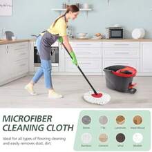 4 Pack Spin Mop Refill Replacement Head Compatible With EasyWring Spinning Mop With 1 Swivel Mop Base 100% Microfiber Deep Cleaning Machine Washable - White 1-Tank System - 拖把 4 件組底座 1 件 - 查看 8