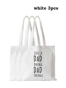 Dad/Grandpa Print Canvas Shoulder Bag Men's Tote Bag Practical Father's Day Gift Storage Bag - Multicolor - View 18