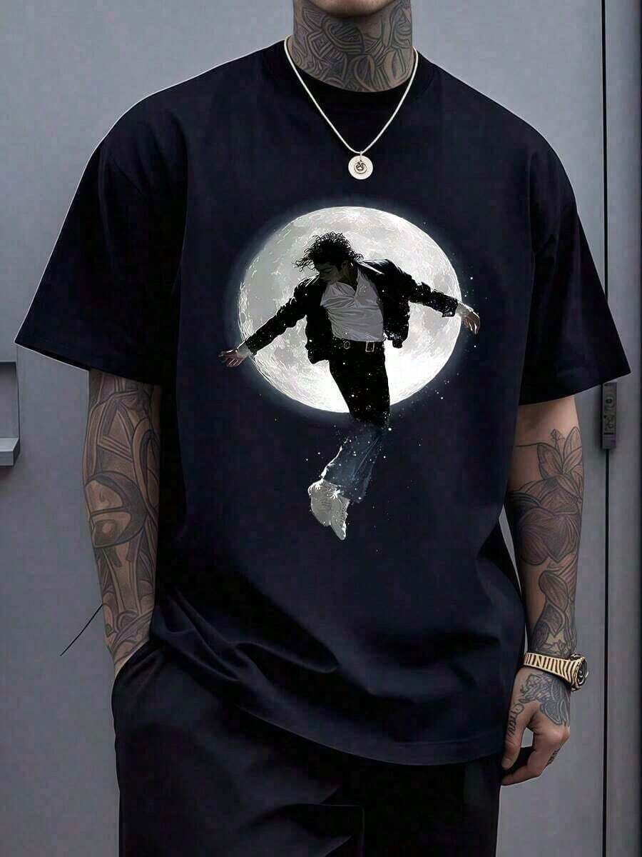 Classic Michael Jacksons King Of Pops-Shirt,Men Fashion Rock-Shirt,Punk Pullover-Shirt,Value Hot% Cotton-Shirt,Suitable Fans,& Holiday Men And Women Graphic Tee, Music 0ZZT - Black 2 - 查看 1