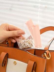 Set de 5 piezas/8 piezas Bolsa de almacenamiento de joyas rosa de EVA con cierre de cremallera, bolsa sellada gruesa y antioxidante para pendientes, pulseras, collares - Rosa - Ver 4