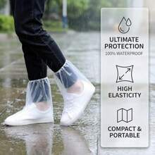 10 pares de fundas impermeables para zapatos desechables de plástico transparente para botas de lluvia con apertura elástica transparente para hombres y mujeres protectores de zapatos antideslizantes - como en la foto - Ver 3