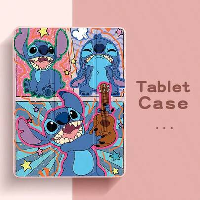 Disney 迪士尼平板电脑保护套，卡通史迪奇图案，适用于 iPad Pro 13/12.9/11/10.5/10.2/9.7/8.3/7.9 英寸，兼容 2025/2024/2023/2022/2021 款 M5/M4/M3/M2 型号，兼容 iPad Air 2/3/4/5/6/7 2017/2018/2019/2020 款 5/6/7/9/10/11 代，MINI4/5/6/7。可爱男女通用，可折叠双面全包防摔软壳。