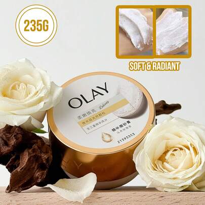  Tẩy da chết toàn thân OLAY Essence (Cỡ lớn 235g, Cỡ nhỏ 20g) Sản phẩm tẩy da chết toàn thân mềm mại và rạng rỡ với các hạt vi mô tự nhiên và tinh chất ba thành phần, hương hoa hồng và gỗ đàn hương, tẩy tế bào chết nhẹ nhàng cho làn da mịn màng như lụa, làm trẻ hóa làn da xỉn màu, công thức không gây kích ứng, sản phẩm chăm sóc da toàn thân thiết yếu hàng ngày cho mọi loại da, trải nghiệm spa sang trọng tại nhà, món quà hoàn hảo dành cho phụ nữ, sản phẩm không thể thiếu trong quy trình chăm sóc da toàn thân.