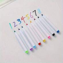 9pcs/Set 8-Color Dry Erase Markers With Erasers, Suitable For Office, Refrigerator, Calendar - Multicolor - View 8