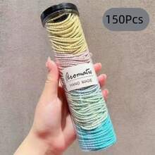 50/100/150pcs Pack Women's Basic High Elasticity Hair Ties, Suitable For Casual Ponytail, Women Headwear, Hair Accessories, Hair Clips, Hair Ties, Hair Bands, Sports & Fitness Beauty Products, Women Accessories, Elastic Hair Bands Hair Elastics Hair Rubber Bands Scrunchies Hair Rope Elastic Hair Tie For Outdoor Activities, Vacation, Travel, Outfit Accessories, And Gifting,Festival,Birthday - Ice Cream Color - View 7