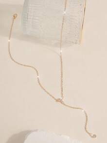 1 chiếc dây chuyền mặt chữ Y màu vàng đính đá, dây chuyền cô dâu, dây chuyền cưới, dây chuyền cho mẹ, quà tặng dự tiệc thanh lịch. - Vàng - Xem 5